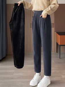 กางเกงขายาวผู้หญิงเอวสูง ทรงหลวม สวมใส่สบาย กางเกงยีนส์ทรงตรง ทรงลำลอง ทรงสลิมฟิต ผ้ากำมะหยี่ผสมคอตตอน