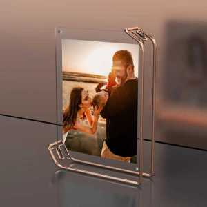 Double-Sided Acrylic Metal Magnetic Desk Card Table Top Holder for Restaurant Beauty Garden Vertical Or Horizontal Menu Stand