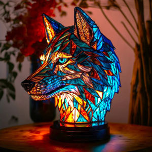 Colored Unicorn LED Night Light Resin Animal Style Vintage Statue Crafts Fashionable Art Courtyard Home Decoration USB Powered Lion Wolf Design Bedroom Night Light