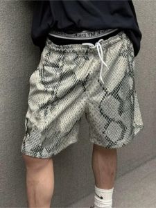 YEBO | Extra Large 300lbs Snake Pattern Five-Quarter Shorts Summer Trendy American Casual
