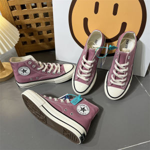 รองเท้าผ้าใบสีแดง Bean Paste ส้นสูง ผูกเชือกแบบลำลอง เหมาะกับทุกสไตล์ รองเท้าผ้าใบส้นแบนสำหรับผู้หญิง ฤดูใบไม้ผลิ 2025 รองเท้าผ้าใบสไตล์เกาหลี EVENSTAR