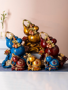 Creative Chinese Style Wealth Attracting Gourd Decoration Money Box Home Living Room TV Cabinet Entrance Hall New Chinese Style Decorations