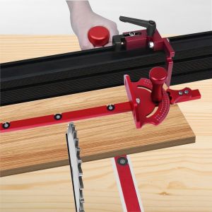 เครื่องวัดมุมตัดองศาสำหรับเลื่อยวงเดือนแบบติดราง T 1 ชิ้น หรือแบบมีรั้วและตัวหยุดมุมเร็ว เครื่องมือช่างไม้แบบมีสเกลความแม่นยำทำจากอลูมิเนียมอัลลอยด์สำหรับเลื่อยวงเดือน