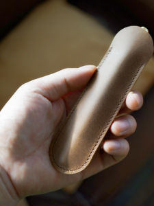 Handmade Top Layer Cowhide Pen Case Pure Color Steel Pen Protective Cover Sign Pen Leather Cover Storage Bag Retro Pen Bag Trendy