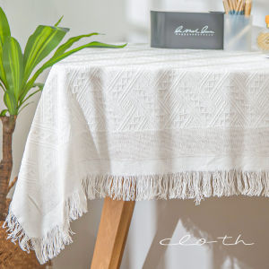 French Ins Tablecloth Pastoral Style Japanese Style Cotton Linen Gingham White Round Table Square Tablecloth Desk Coffee Table Picnic Mat