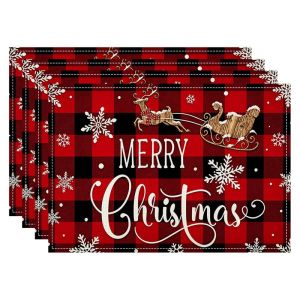 VIKAMA Retro Cây Giáng Sinh Thảm Trải Bàn Cách Nhiệt Chống Thấm Nước Placemat Cho Kỳ Nghỉ Đảng Nhà Nhà Hàng Trang Trí Nhà Bếp