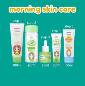 PIGEON Face Care Rutin (Sabun Muka 100mlToner 95mlSerum 20mlMoisturizer 20mlSunscreen 30ml)