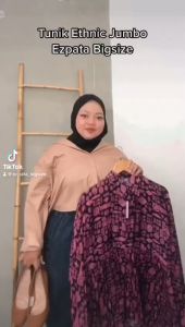 Ezpata Tunik Wanita Ethnic Bigsize Jumbo Busui Friendly Katun Rayon Adem LD 130 cm LD 140 cm Kancing Depan Motif Etnik Terbaru