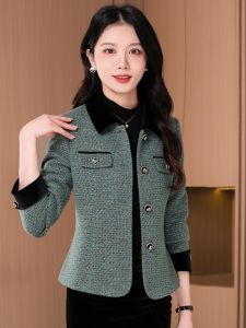 MAIMEI | Slim Fit Short Suit Jacket Womens Elegant Style Small Fragrance Style High Quality Slimming Top For Short Mothers