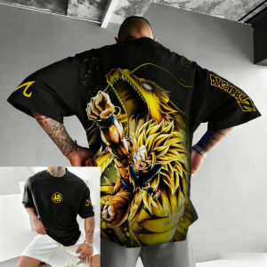 Bandai | Oversized Vintage Mens T-shirt Dragon Ball Goku Streetwear Women Short Sleeved Graphic Tee Anime Print Summer Trend Y2k Clothes