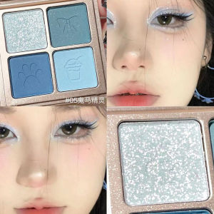 Four Color Eyeshadow Palette 2024 New Arrival Daily Light Makeup Smoked Blue Purple Matte Earth Tone Shimmer Sequins Genuine Goods