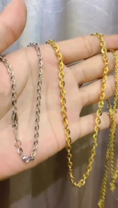 FREE CINCIN - Kalung Rantai Titanium Model Nori Kaca Kait Lobster Kode Embos 750 Anti Karat Pria Dan Wanita Tersedia Ukuran 05mm/06mm/08mm