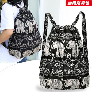 Outdoor New Arrival Flower Cloth Drawstring Bag Backpack Sports Backpack Student Large Capacity Convenient Travel Big Bag Easiest for Match Female
