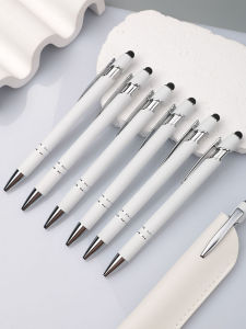 Metal Pressing Pen Aluminum Rod Ballpoint Pen Capacitive Touch White Oily Touch Screen Minimalist Pen Custom Logo Gift Pen