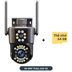 Camera WiFi Ngoài Trời 8K 16MP Với Ống Kính Bốn Ống Kính Zoom 12X PTZ 360 °   Camera An Ninh Theo Dõi Chuyển Động Giám Sát Để Sử Dụng Trong Nhà/ngoài Trời