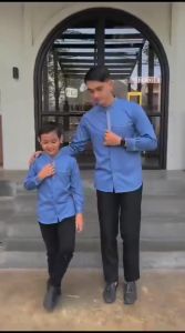 Baju Koko Couple Lengan Panjang Ayah Anak Terbaru 2025 Warna Burgundy