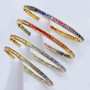Rainbow Sapphire Bracelet 18K Gold Gradient Natural Sapphire Colorful Gemstone Bracelet Handmade Jewelry Luxury Accessory