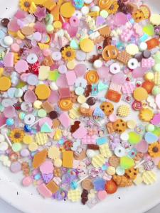50PCS Multiple Style Donuts Cream Candy Resin Nail Charms Simulated Orange Slices Cheese Mixed Nail Art Decorations DIY Nails
