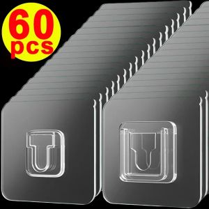 Double-Sided Self Adhesive Wall Hooks Strong Sticky Transparent Traceless Kitchen Bedroom Wall Hook Storage Holders Storage