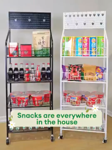 Happihaus Supermarket Snack Shelf Beverage Food Toy Display Stand Store Multi-layered Shelf With Hooks