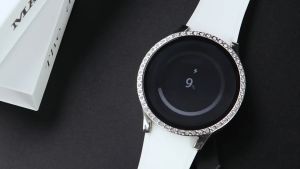 CNAGAIN Diamond Case for samsung Galaxy watch 4 5 40mm/44mm all-around bumper PC Diamond Gold Plated Cover Plastic+ Glass Protector