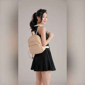 Balo Yuumy (Thời trang nữ họa tiết đường kẻ ô vuông cỡ trung - Balo da Seasand YBA101)