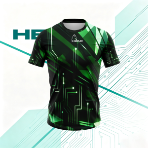 HEAD | HEAD Men’s T‑Shirt Short Sleeve Crew Neck Top Circuit Board Full Print Tech Style Sport Tee Tennis Training Gym Outdoor Activity