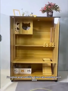 GREENPETS Cat cage Cat Villa Cat Cabin Solid Wood Luxury Cat House Wooden Cat Cage Large Cage Multi Level Cat House