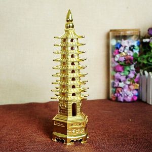 Alloy Pagoda Wenchang Tower Statue Fengshui 9 Level 13 Level Towers Business Rises Home Office Desktop Decoration