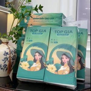 Khăn giấy rút treo tường TopGia Sắc Việt 1280 tờ giấy vệ sinh dành cho gia đình Việt tặng móc treo