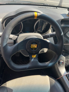 OMP 13 Inch Racing Wheel Sports Leather Steering Wheel for Car Modification Competition Simulation Turn Signal Knob D-Type