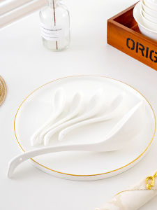 Large Size Bone China Soup Spoon Ceramic Swan Shaped Spoons Set of 4 Dinnerware Utensils for Home Kitchen And Dining