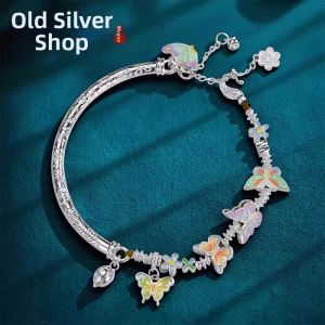 WU YUE JEWELRY | Half Bangle Half Chain New Chinese Style Butterfly Bracelet