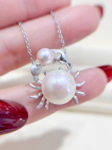 DIY Pearl Accessories 925 Silver Pendant Empty Holder Fashion Golden Silver Pendant with 12-14mm round Flat