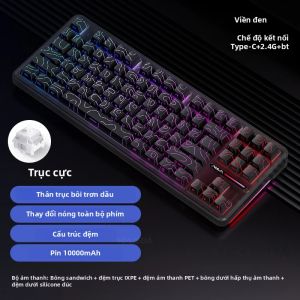 Bàn Phím Cơ Aula F87 Pro Ba Chế Độ Keycap PBT RGB Kết Nối BT/2.4G/USB-C Hot Swap Pin 4000mAh Dành Cho Chơi Game Trên PC