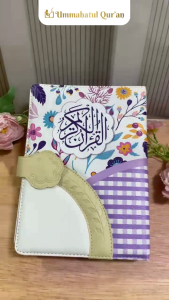 Al-Quran Waqaf Ukuran A5 Isi Blok Latin Terjemah Perkata Kaleb Kancing Magnet Desain Bunga Putih