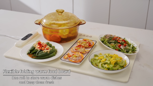 Foldable Warm Vegetable Board Portable Food Insulation Heating Pad for Warm Milk Dishes Tea
