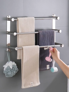 APEX 3 Rod Towel Rack Bathroom Towel Rails 3 Tier Towel Storage Rack Towel Hanger Home Living