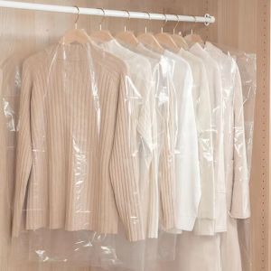 10/1PCS 50X75cm Plastic Clothes Covers Clear Hanging Clothes Dust Cover Reusable Clothing Dust-Proof Storage Bag for Dry Cleaner Storage