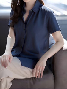XIAOMENG | Loose Casual Navy Cotton Summer Shirt