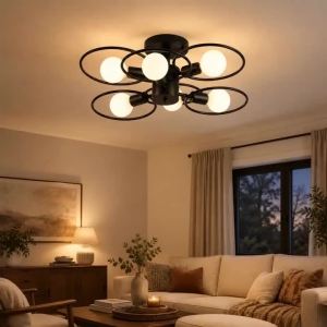 JOYINLED Modern Nordic Pendant Lights Iron Ceiling Lamp Multiple Heads E26/E27 Chandelier Black White Color Lighting Fixture