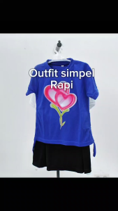 Setelan Kaos Serut Crop Top Rok Pendek Anak Perempuan Kekinian Love | Set Tshirt Umur 1-10 Tahun