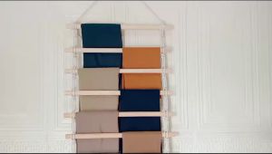 Gantungan Hijab 6 susun Ladder Hanger Kayu Anyaman Tali Macrame