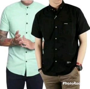 PROMO !!! PAKET 2 PCS KEMEJA PRIA POLOS LENGEN PENDEK/HEM PRIA/KEMEJA FASHIO/PREMIUM/CASUAL/