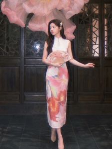 CHANGTONG | New Chinese Style Modified Qipao Summer Dress Slim Fit