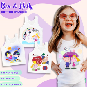 Ben & Holly.. White Sando for Girls Ages 0-10 Yrs Cute Cotton Spandex Top Shirt Kids Sleeveless