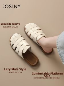 Josiny | Summer Womens Breathable Woven Flat Open-back Sandals