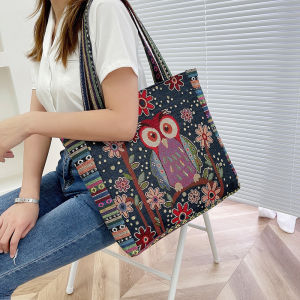 Cartoon Embroidery Large Capacity Student Womens Tote Bag