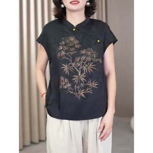 QINGNAER | Elegant Slimming Embroidered Chinese Style Shirt
