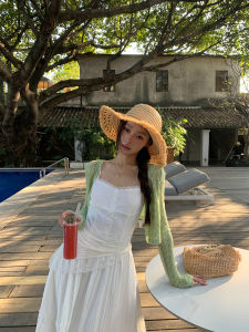 Youthful Autumn Short Knit Cardigan Lace Hollow Green